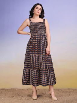PURVAJA - Women Floral Navy Blue Maxi Dress