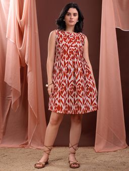 PURVAJA - Women Abstract Rust Mini Dress