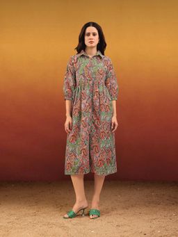 PURVAJA - Women Paisley Multi Color Midi Dress
