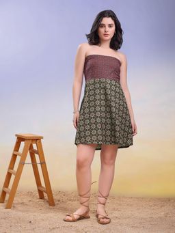 PURVAJA - Women Geometric Green Mini Dress