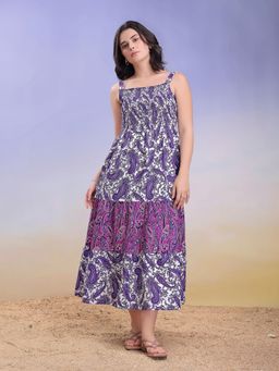 PURVAJA - Women Paisley Purple Maxi Dress