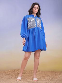 PURVAJA - Women Solid Blue Mini Dress
