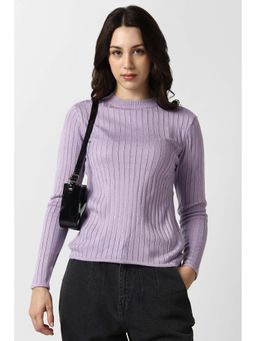 Van Heusen - Women Lilac Textured Casual Round Neck Top