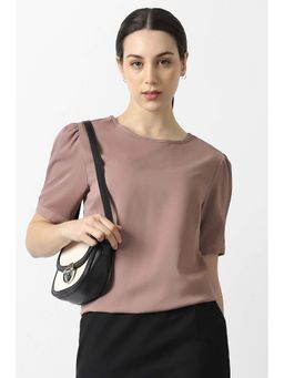 Van Heusen - Women Pink Solid Formal Round Neck Top