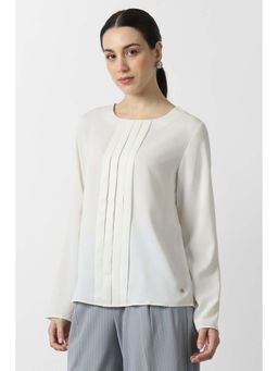 Van Heusen - Women White Solid Formal Round Neck Top