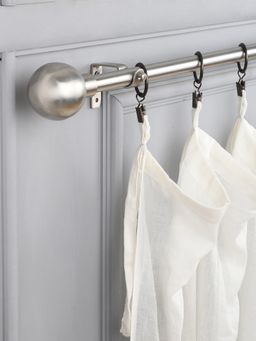 The Decor Mart - 84"-144" Ss Ball Finial Extendable Curtain Rod Ss 19Mm (Hardware Included)