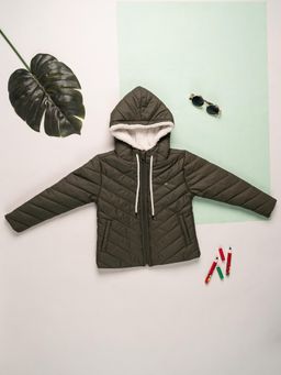 Purple United Kids - Olive Solid Puffer Jacket