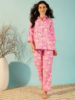 The Kaftan Company - Penguin In Pink Flannel Soft Shirt and Pyjama (Set of 2)
