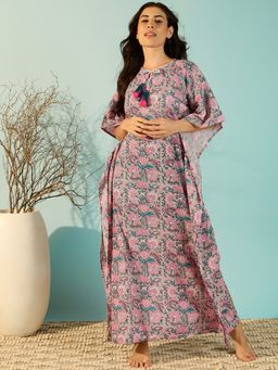 The Kaftan Company - Jaipur Blocks Grey Cotton Kaftan