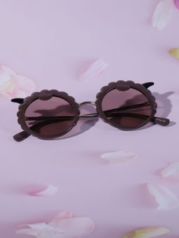 DukieKooky - Kids Grey Frame & Brown Lens Round Sunglasses (M)