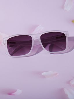 DukieKooky - Kids White Transparent Frame & Black Lens Rectangular Sunglasses (M)