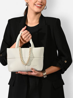 Lavie Luxe - Women Off White Puff25 Tote Bag with Detachable Strap (S)