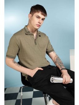 Eszett - Olive Textured Polo T-Shirt