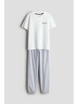 H&M - Boys White Cotton Jersey T-Shirt & Pyjama