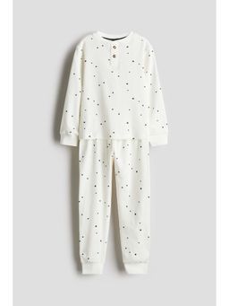 H&M - Boys White Patterned Cotton T-Shirt & Pyjama