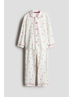 H&M - Girls White Printed Cotton Shirt & Pyjama