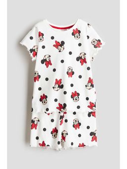 H&M - Girls White Printed Cotton T-Shirt & Shorts