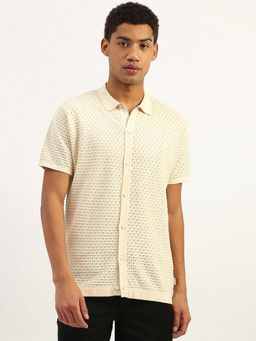 United Colors of Benetton - Relaxed Fit Spread Collar Textured Shirt