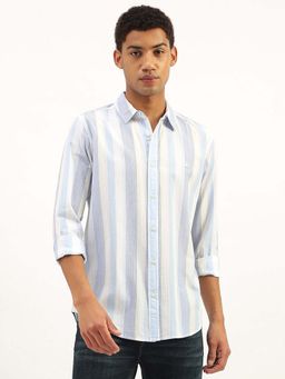 United Colors of Benetton - Blue Regular Fit Spread Collar Striped Shirt