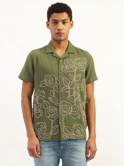 United Colors of Benetton - Relaxed Fit Resort Collar Floral Embroidered Shirt