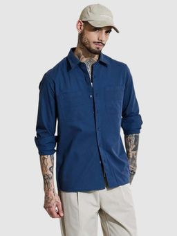 Snitch - Dark Blue Slim Fit Shirt
