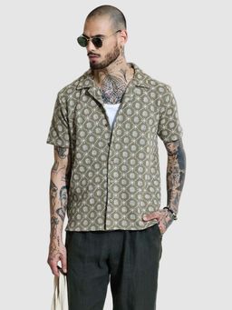 Snitch - Olive Geometric Box Fit Shirt