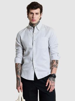 Snitch - Light Grey Slim Fit Linen Shirt