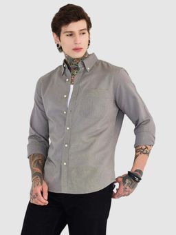Snitch - Grey Slim Fit Linen Shirt