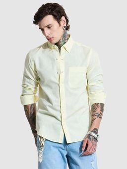 Snitch - Yellow Slim Fit Linen Shirt