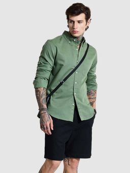 Snitch - Green Slim Fit Linen Shirt
