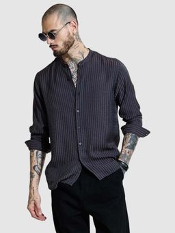 Snitch - Black Stripes Slim Fit Shirt
