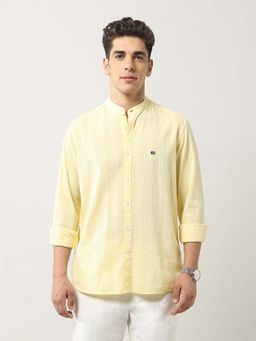 Arrow Sports - Men's Textured Pure Cotton Mandarin Collar Shirt