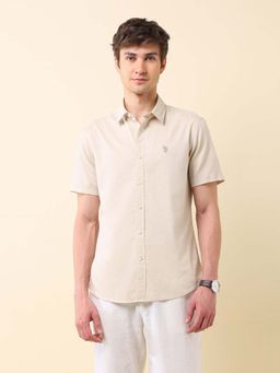U.S. POLO ASSN. - Men's Solid Tailored Fit Pure Cotton Shirt