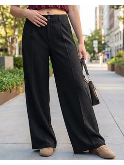 Bewakoof - Women Jet Black Flared Fit Korean Pant