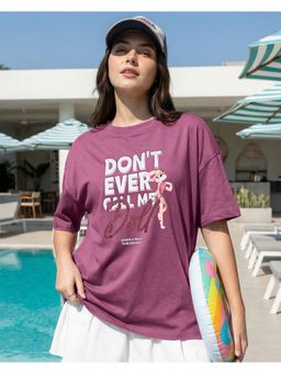 Bewakoof - Looney Tunes Women Mellow Purple Lola Bunny Graphic Printed Oversized T-shirt