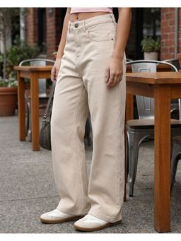 Bewakoof - Women Off White Straight Fit Jeans