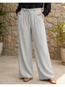 Bewakoof - Women Light Grey Korean Pant with Belt