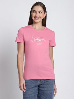 R&B - Slogan Typographic Regular Women Pink T-Shirt