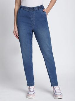 R&B - Blue Women Solid Tapered Fit Jeans