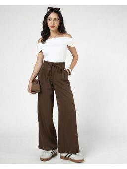 Bewakoof - Women Dark Brown Korean Pant with Belt