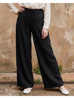 Bewakoof - Women Jet Black Korean Pant with Belt