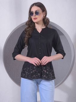 CRIMSOUNE CLUB - Women Black Embroidered Shirt