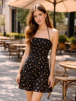 Don’t be basic - Women Black Polka Dot Flared Dress