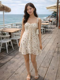 Don’t be basic - Women Cream Polka Dot Dress