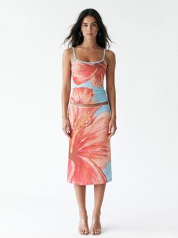 Outzidr - Women Multicolor Spaghetti Strap Floral Printed Co-Ord Set