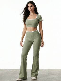 Outzidr - Women Green Short Sleeve Co-Ord Set