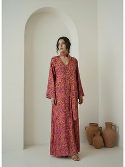 Naava - Women Purple Sunset Amethyst Kaftan Dress with Scarf