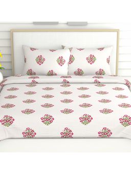 Haus & Kinder - Bird Of Paradise 186 Tc 100 % Cotton Double Bedsheet-Red