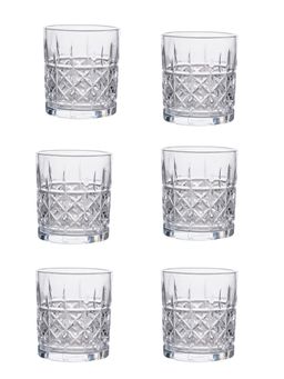 Nestasia - Set Of 6 300ml Transparent Cut Glass Whiskey Glasses