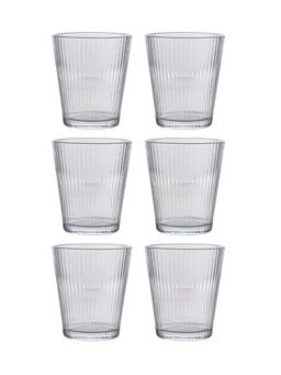 Nestasia - Set Of 6 260ml Transparent Fluted Glass Tumblers